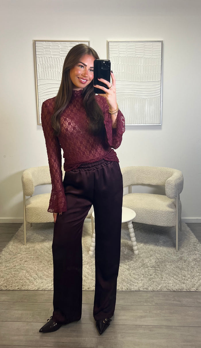 Alyna Lace Top - Bordeaux