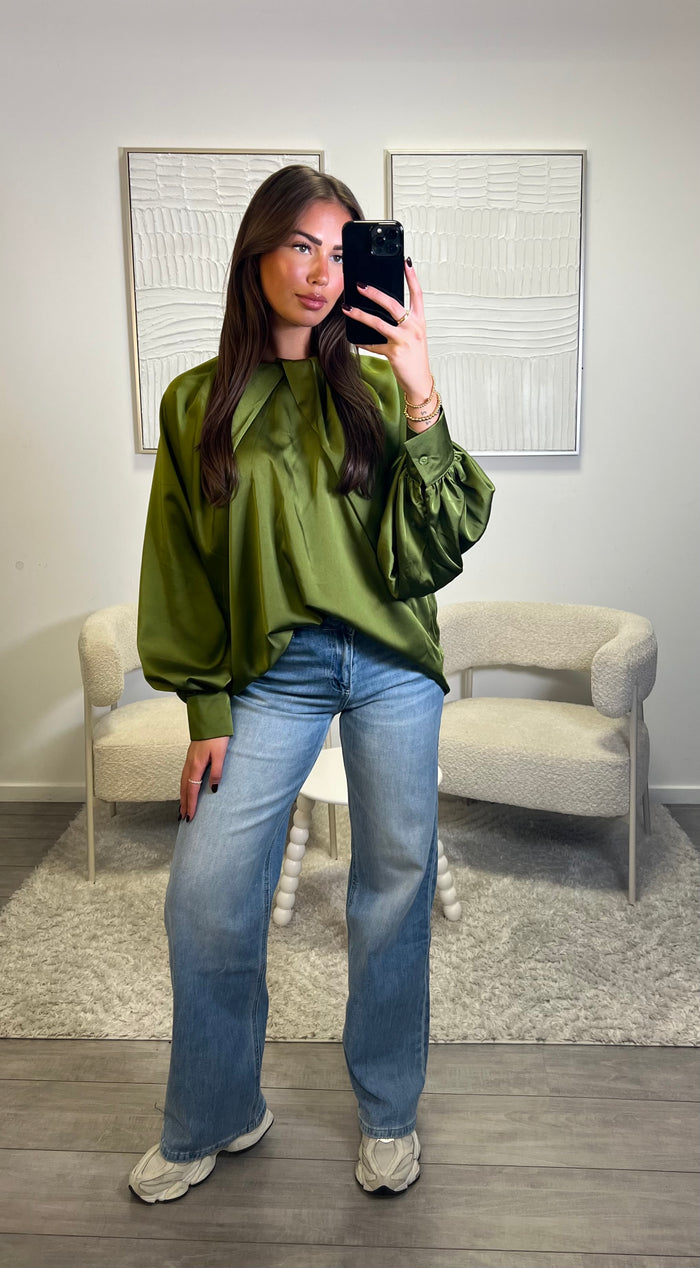 Satin Top - Lime
