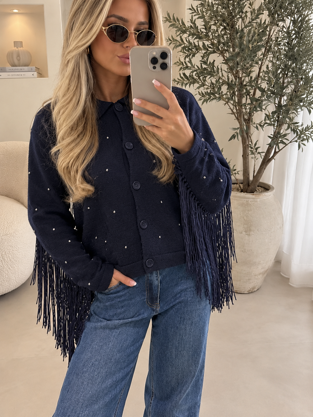 Fringe Vest - Donkerblauw