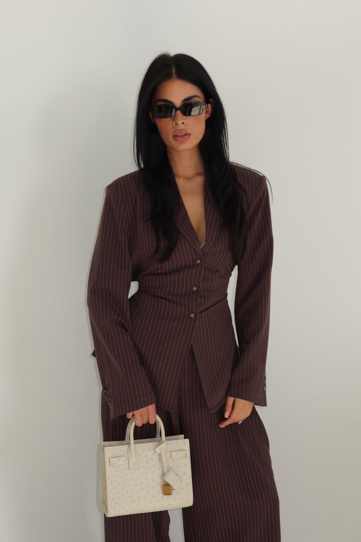 Rosie Blouse - Cacao Pinestripe