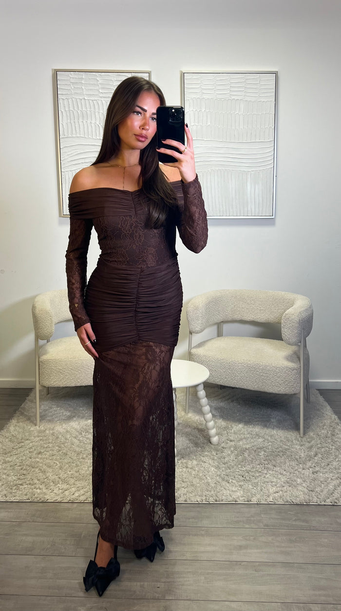 Lace Dress - Brown