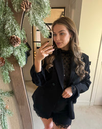 Manon Button Blazer - Black