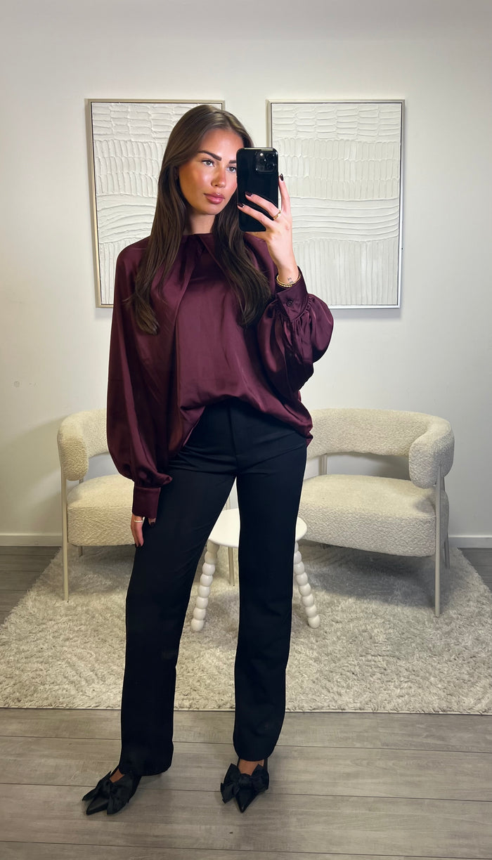 Satin Top - Burgundy