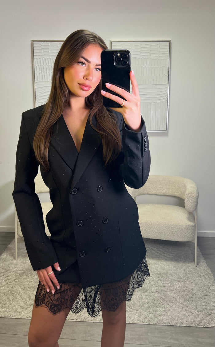 Blazer Dress Lace - Black
