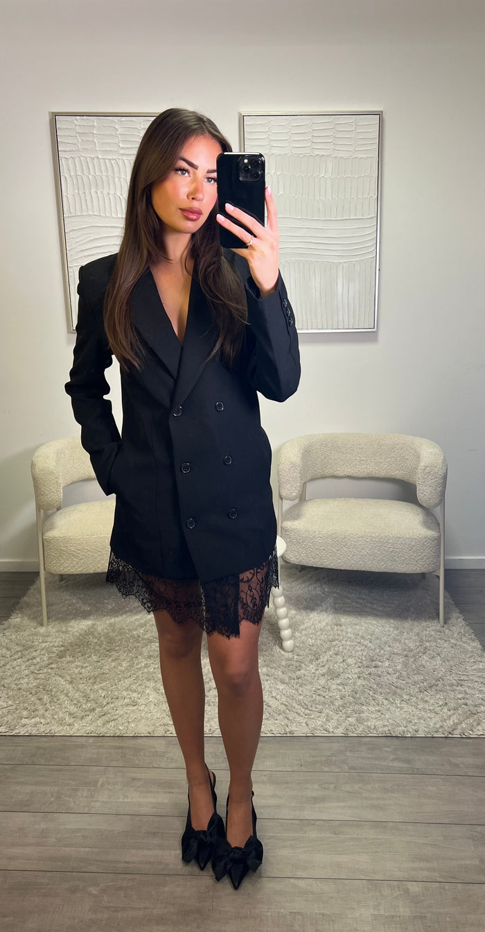 Blazer Dress Lace - Black