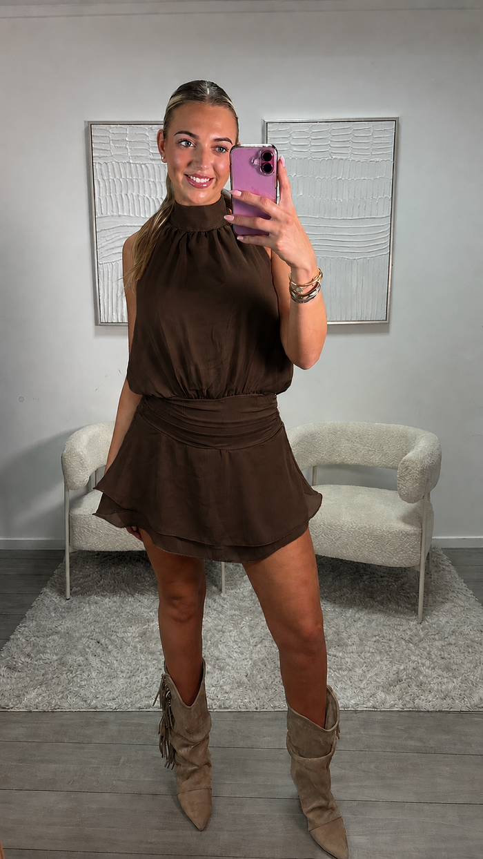 Jitske Playsuit - Donker Bruin