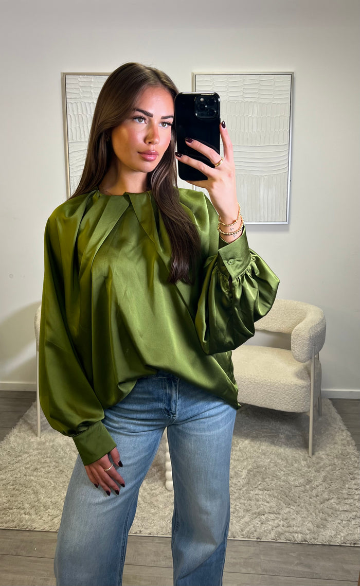 Satin Top - Lime