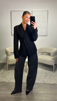 Manon Button Blazer - Black