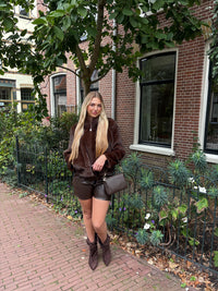 Ziva Leren Short - Bruin