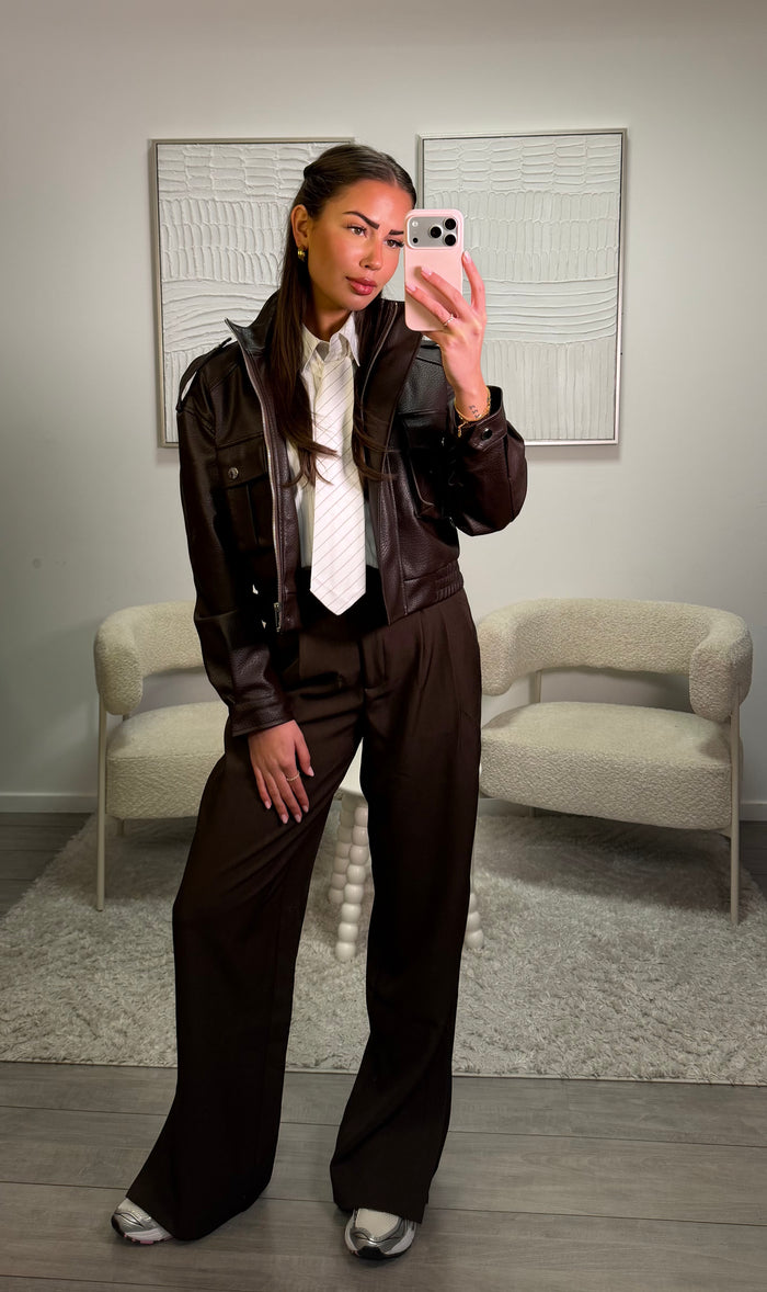 Lena Leather Jacket - Brown