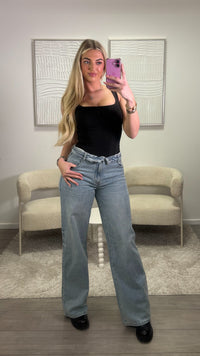 Esmee Mid Waist Jeans - Donker Blauw
