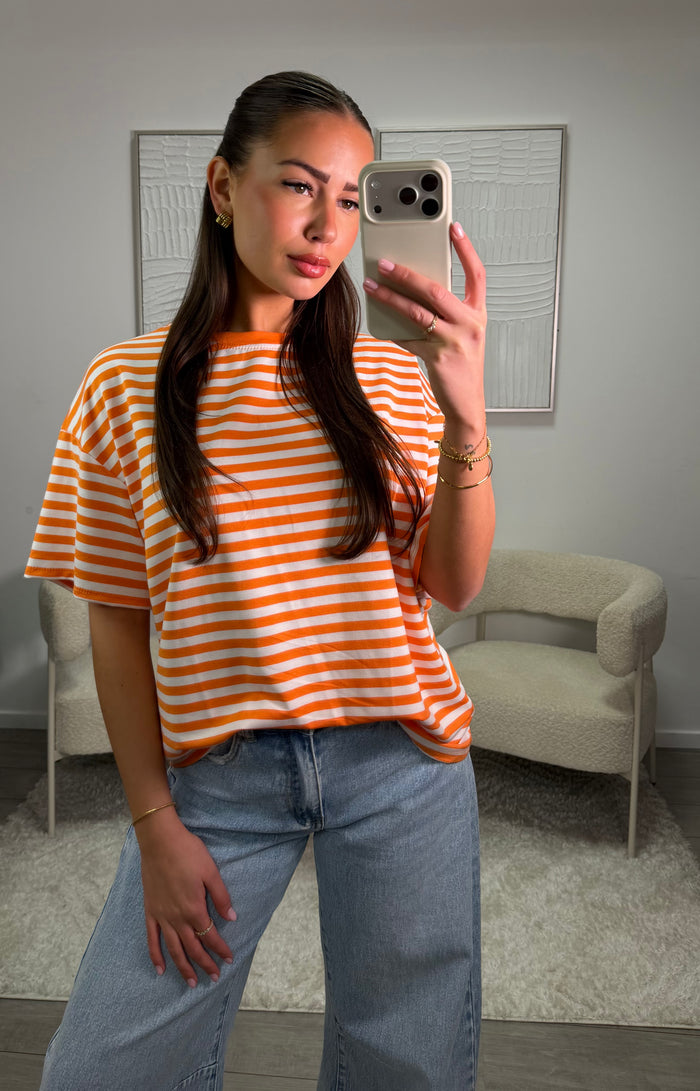Vera Shirt  - Oranje Wit