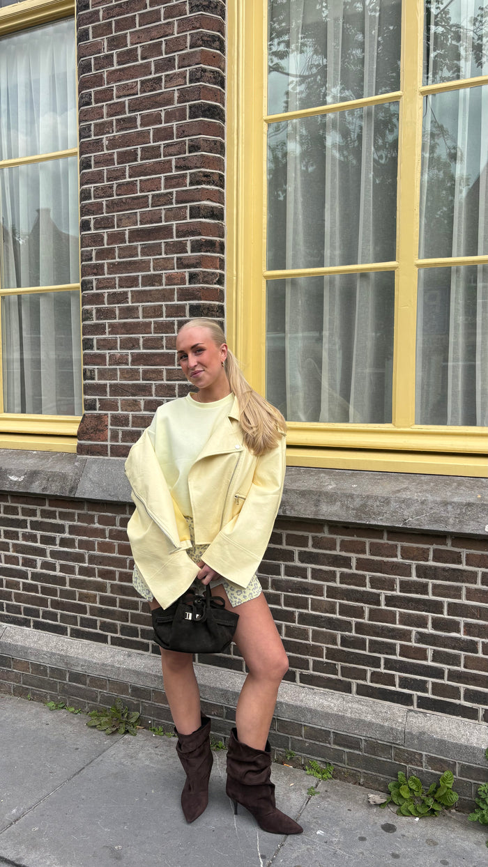 PU Leren Jacket - Zacht Geel