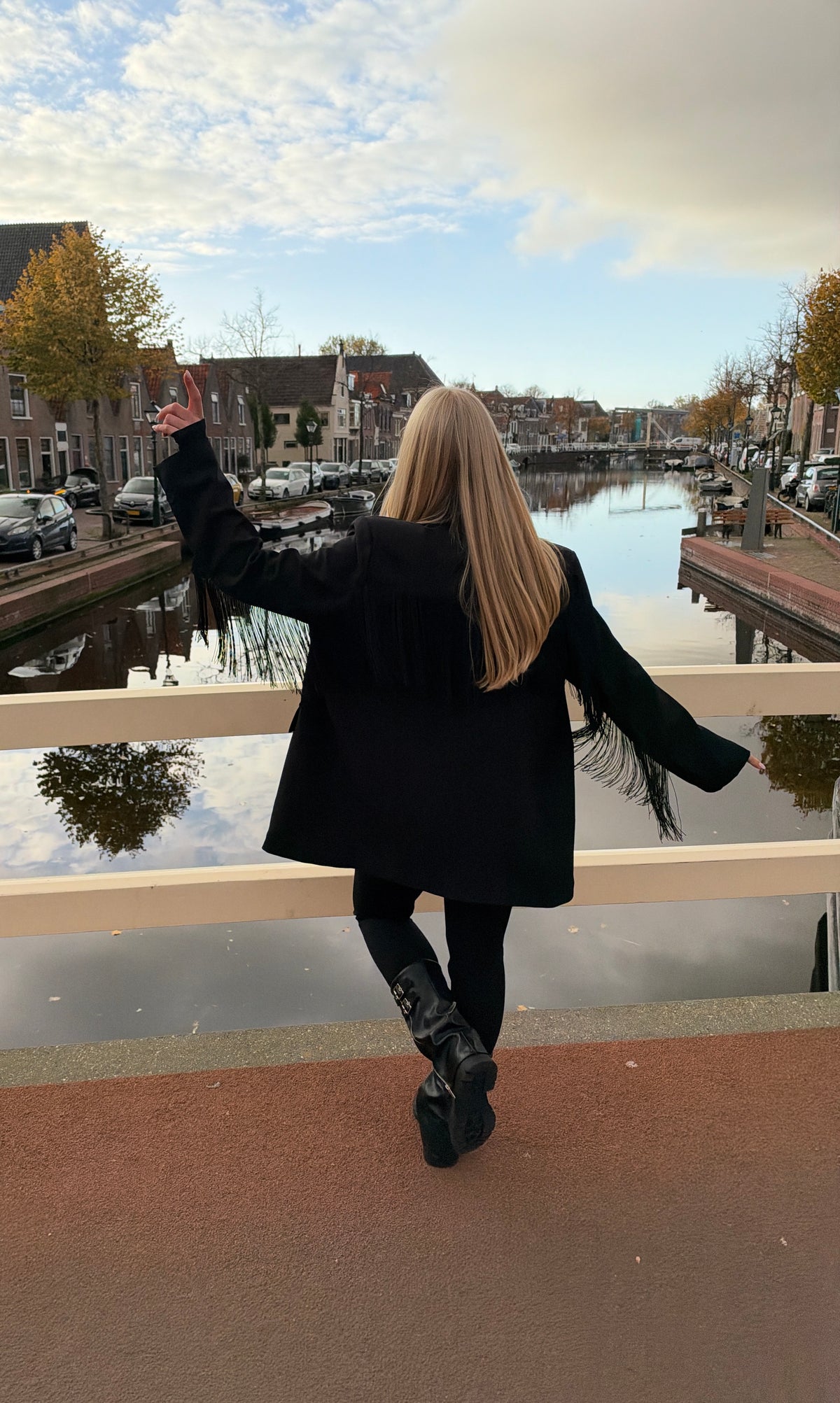 Oversized Franje Blazer - Zwart