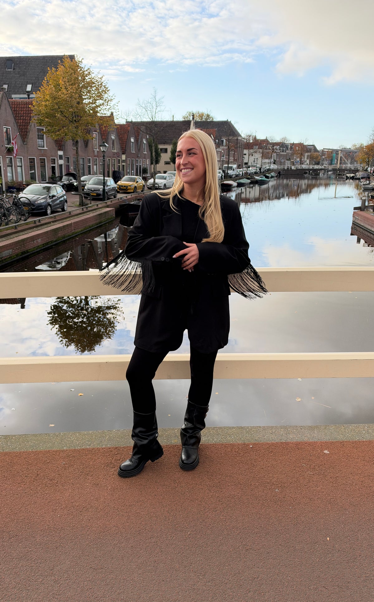 Oversized Franje Blazer - Zwart