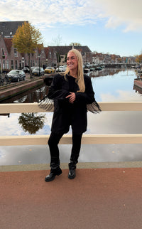 Oversized Franje Blazer - Zwart