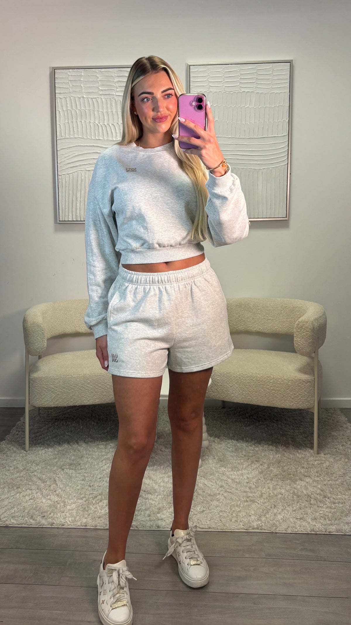 Peggy Cropped Sweater - Light Grey Marl