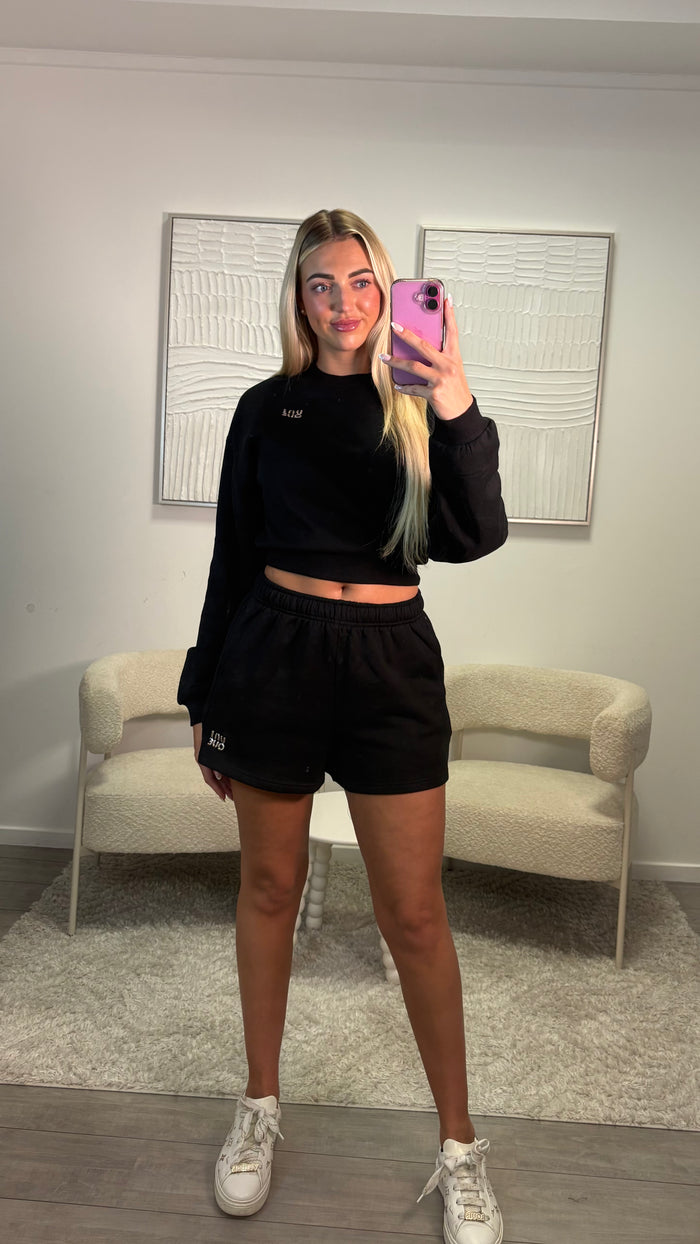 Peggy Cropped Sweater - Black