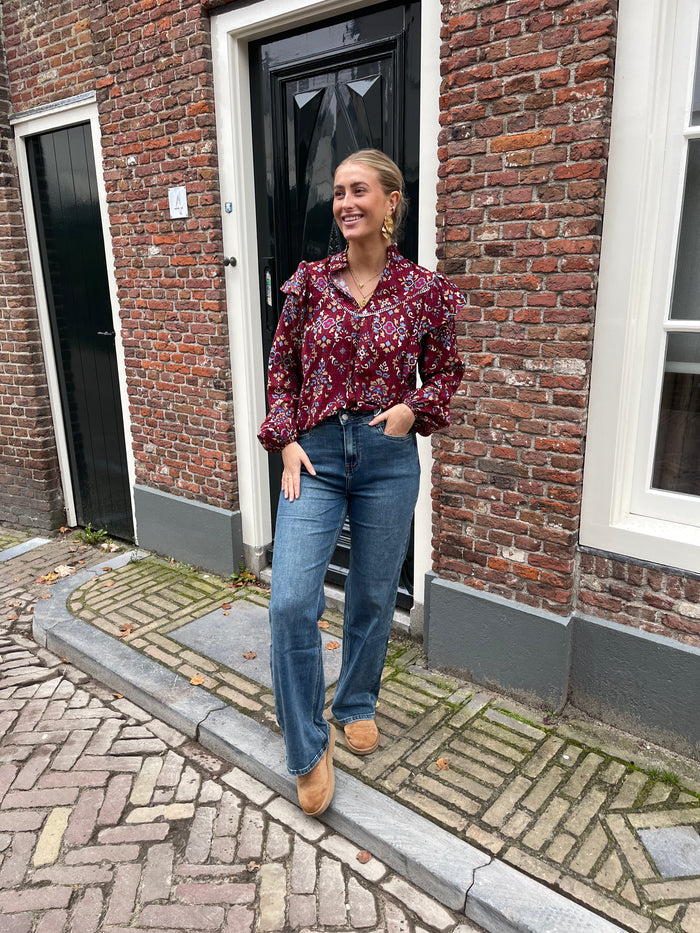 Jolijn Blouse - Print Bordeaux