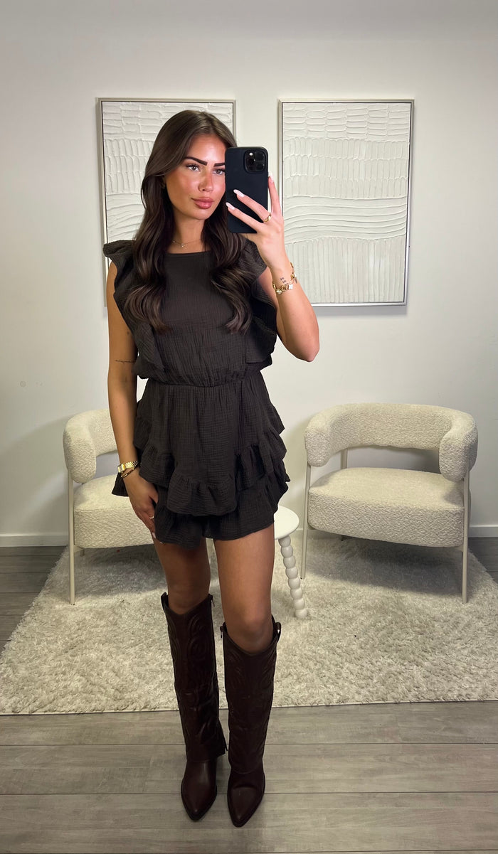 Hyke Playsuit - Chocolate