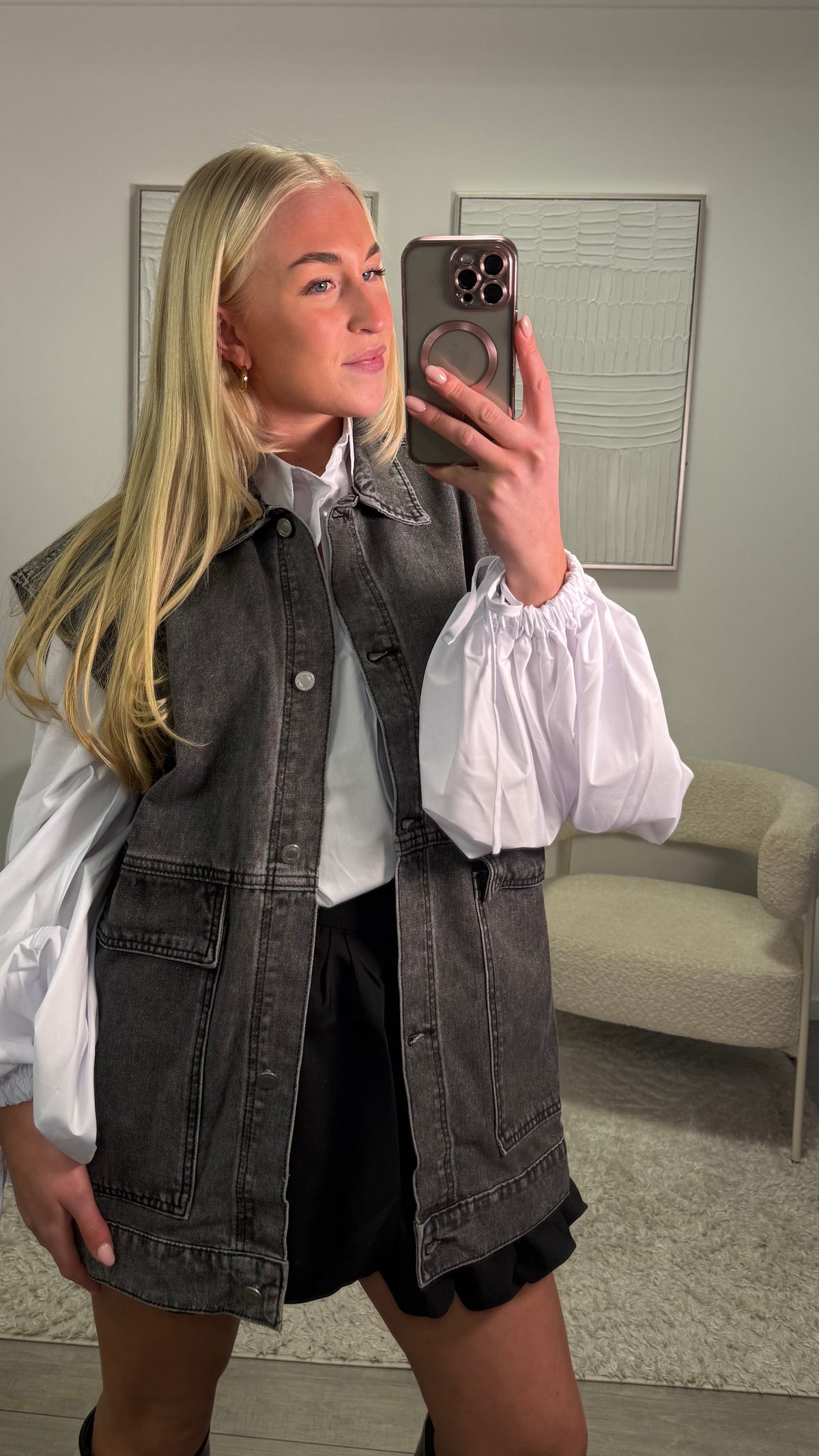 Tina Gilet - Denim Grijs