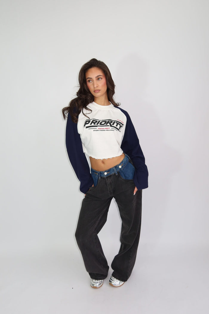 Fenna Longsleeve - Blauw Cropped