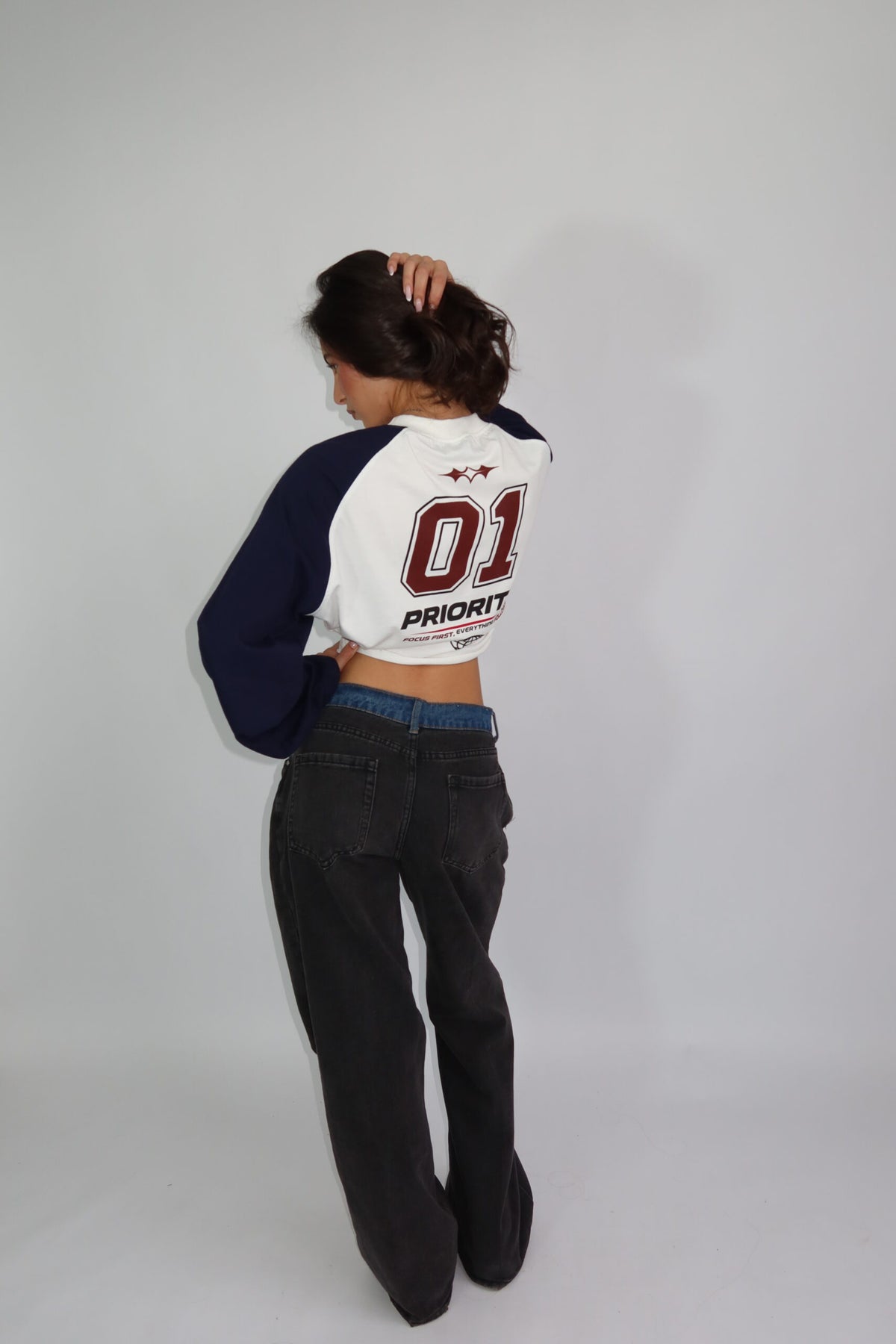 Fenna Longsleeve - Blauw Cropped