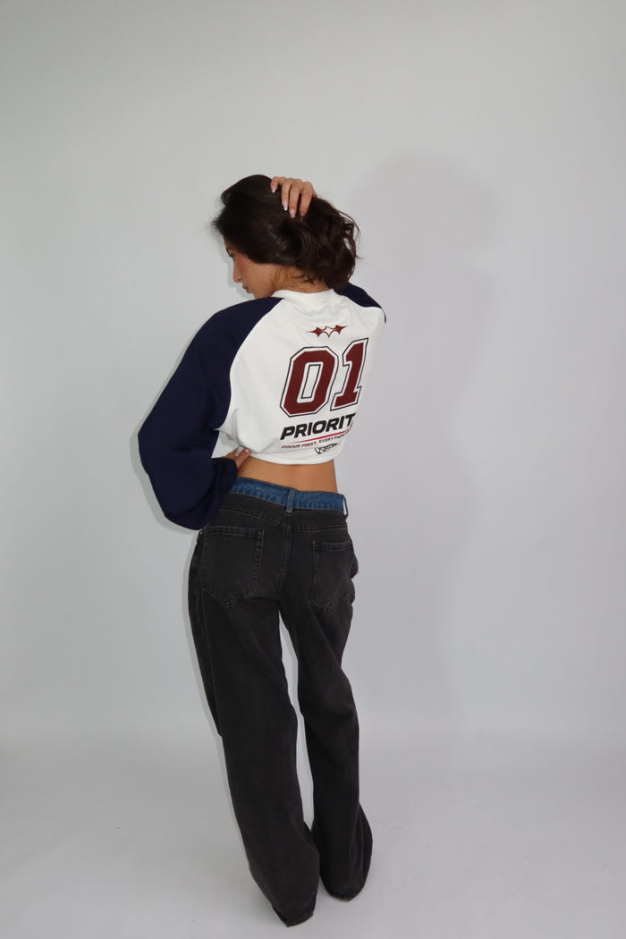 Fenna Longsleeve - Blauw Cropped
