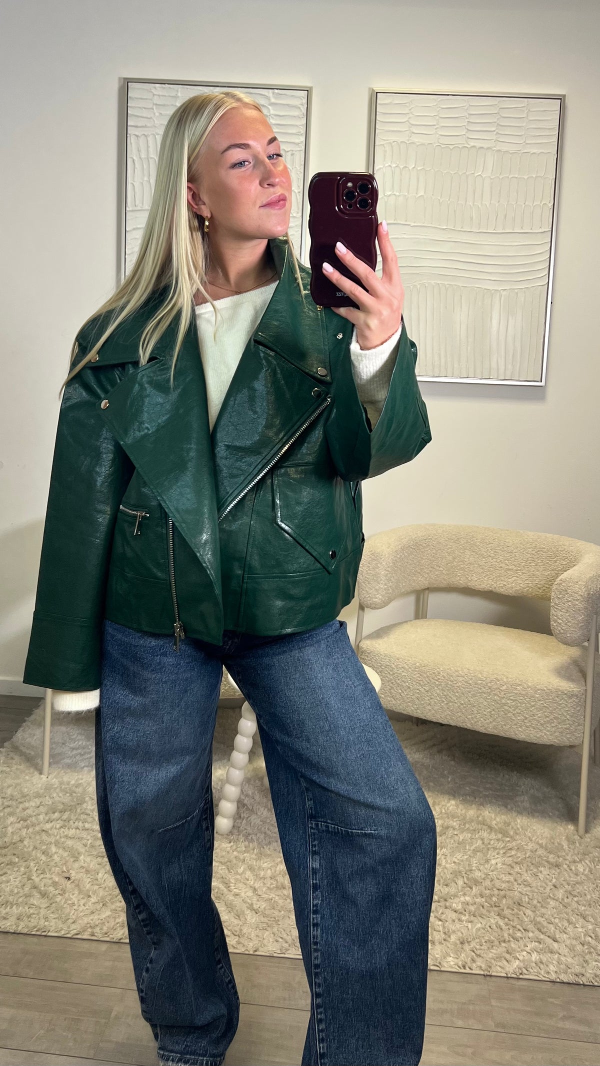 Charlotte Leather Jacket - Green