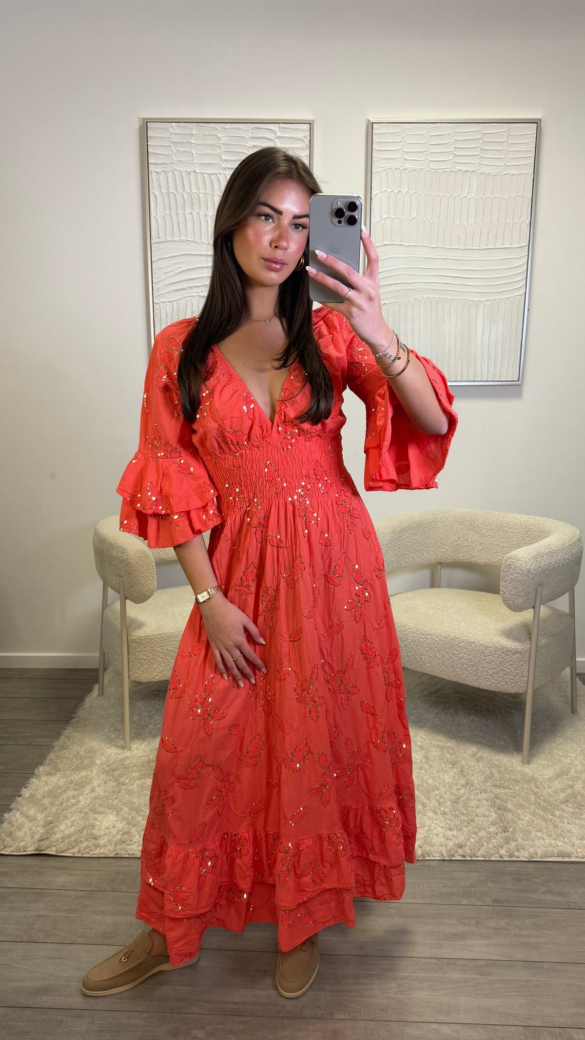 Phebe Dress - Coral