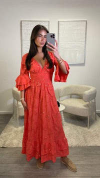 Phebe Dress - Coral