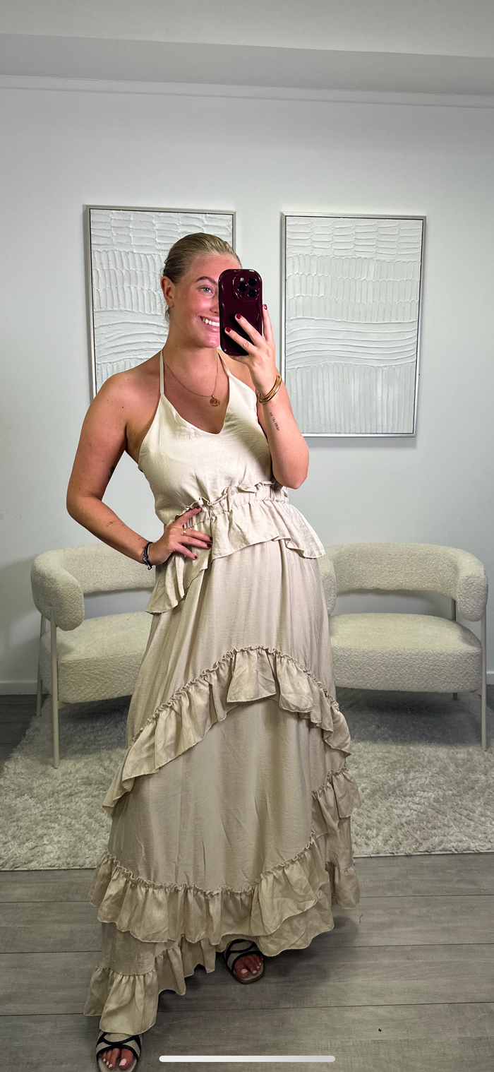 Ruffle Dress - Beige