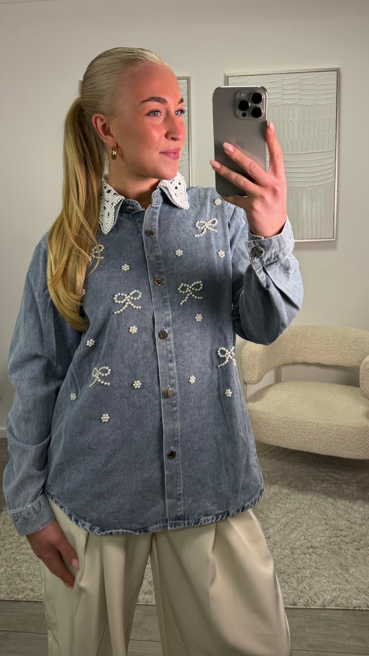 Dewi Denim Blouse - Blue