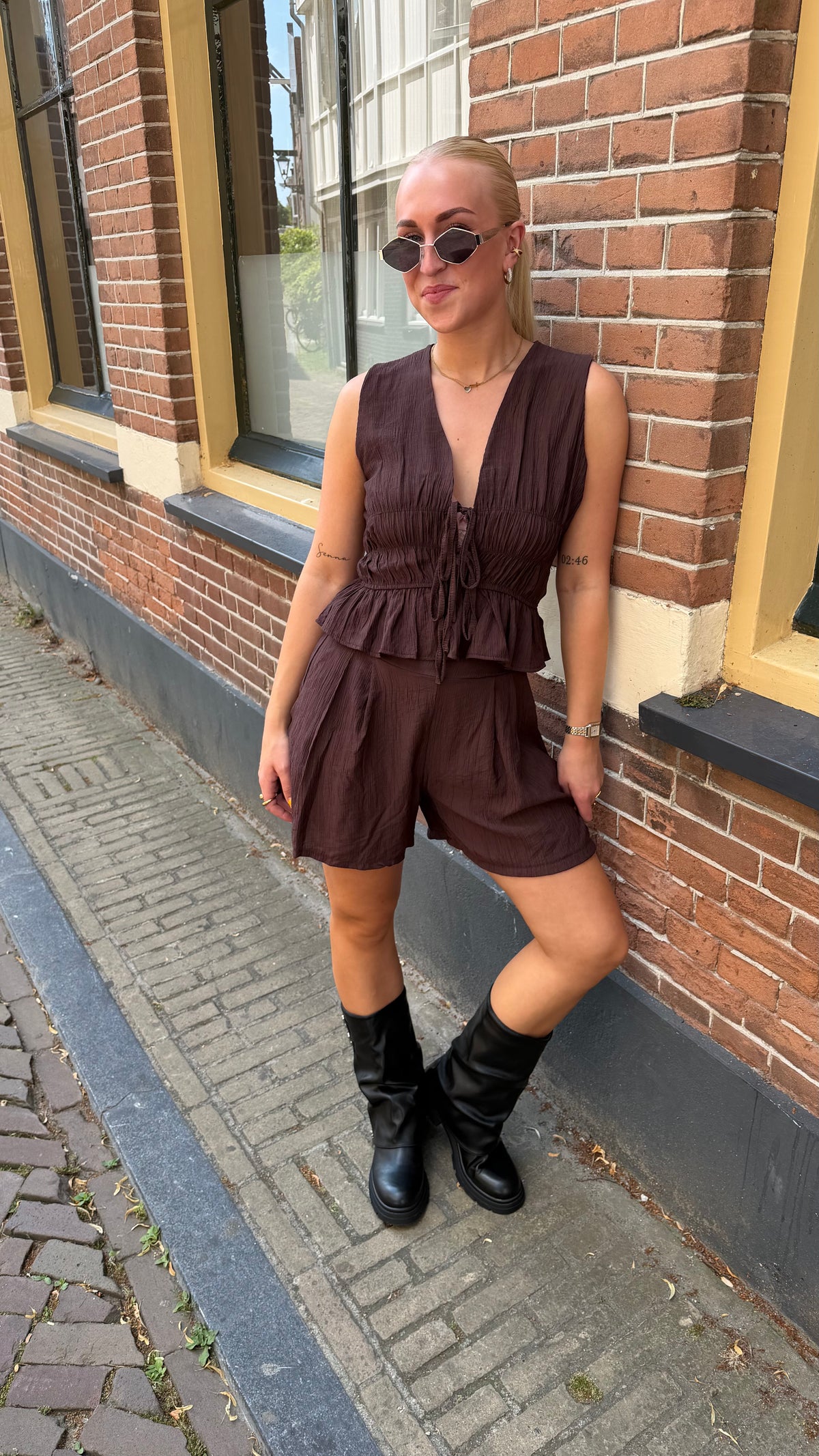 Bente Set Kort - Bruin
