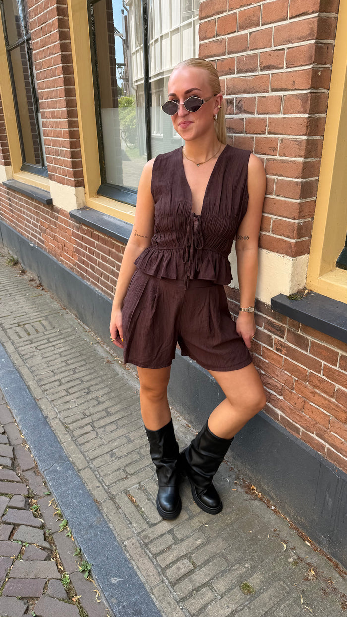 Bente Set Kort - Bruin