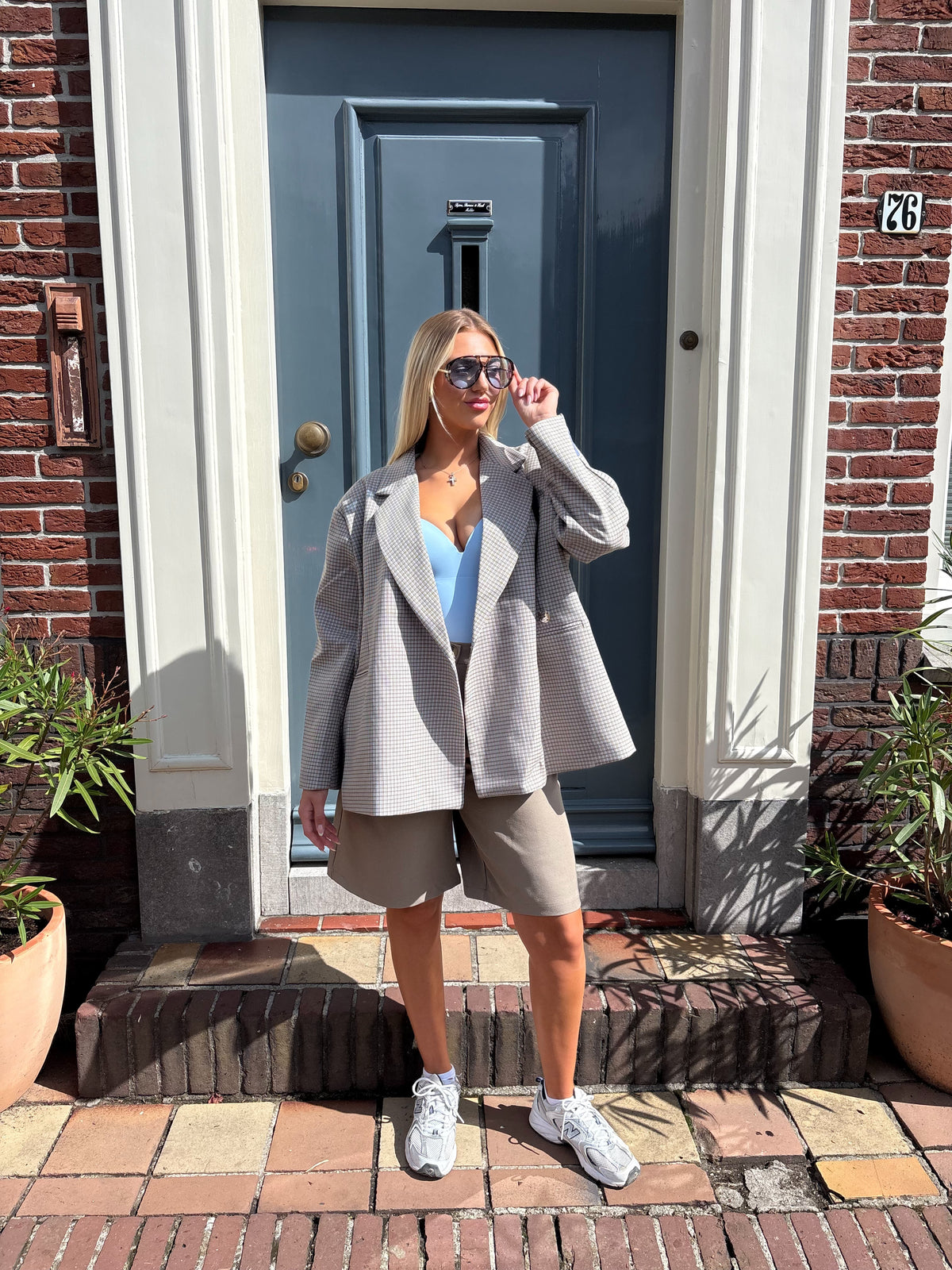 Axelle Blazer - Beige Blauw
