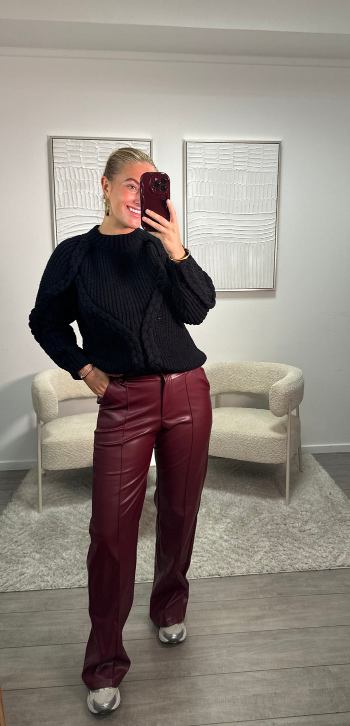 Claartje Leather Pants - Bordeaux