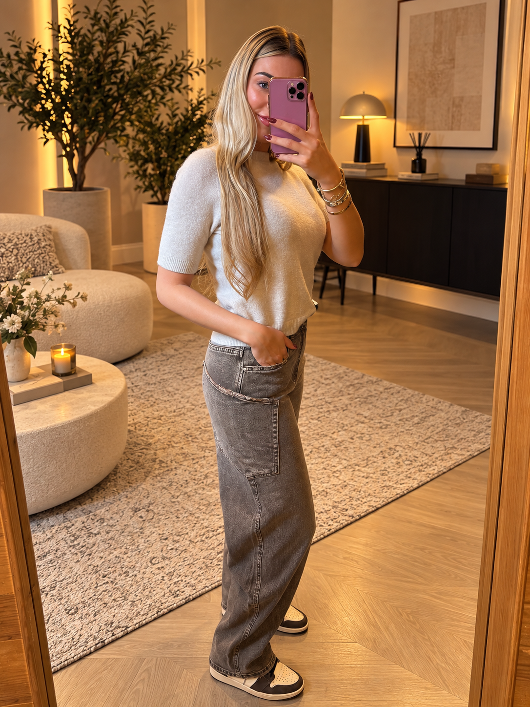 Floreste Mid Waist Balloon Jeans - Licht Bruin