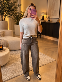 Floreste Mid Waist Balloon Jeans - Licht Bruin