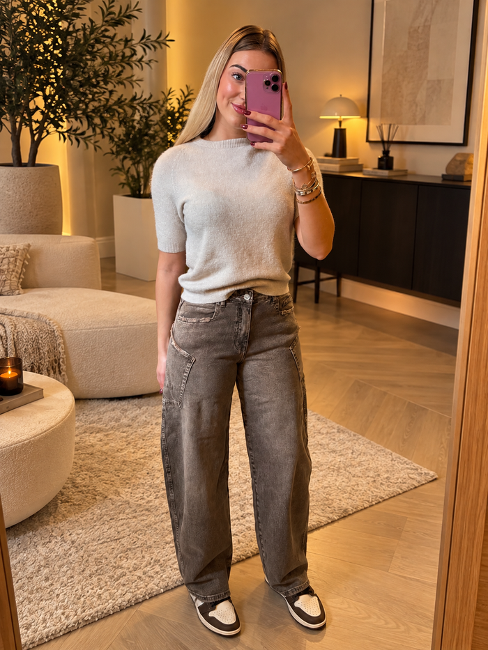 Floreste Mid Waist Balloon Jeans - Licht Bruin