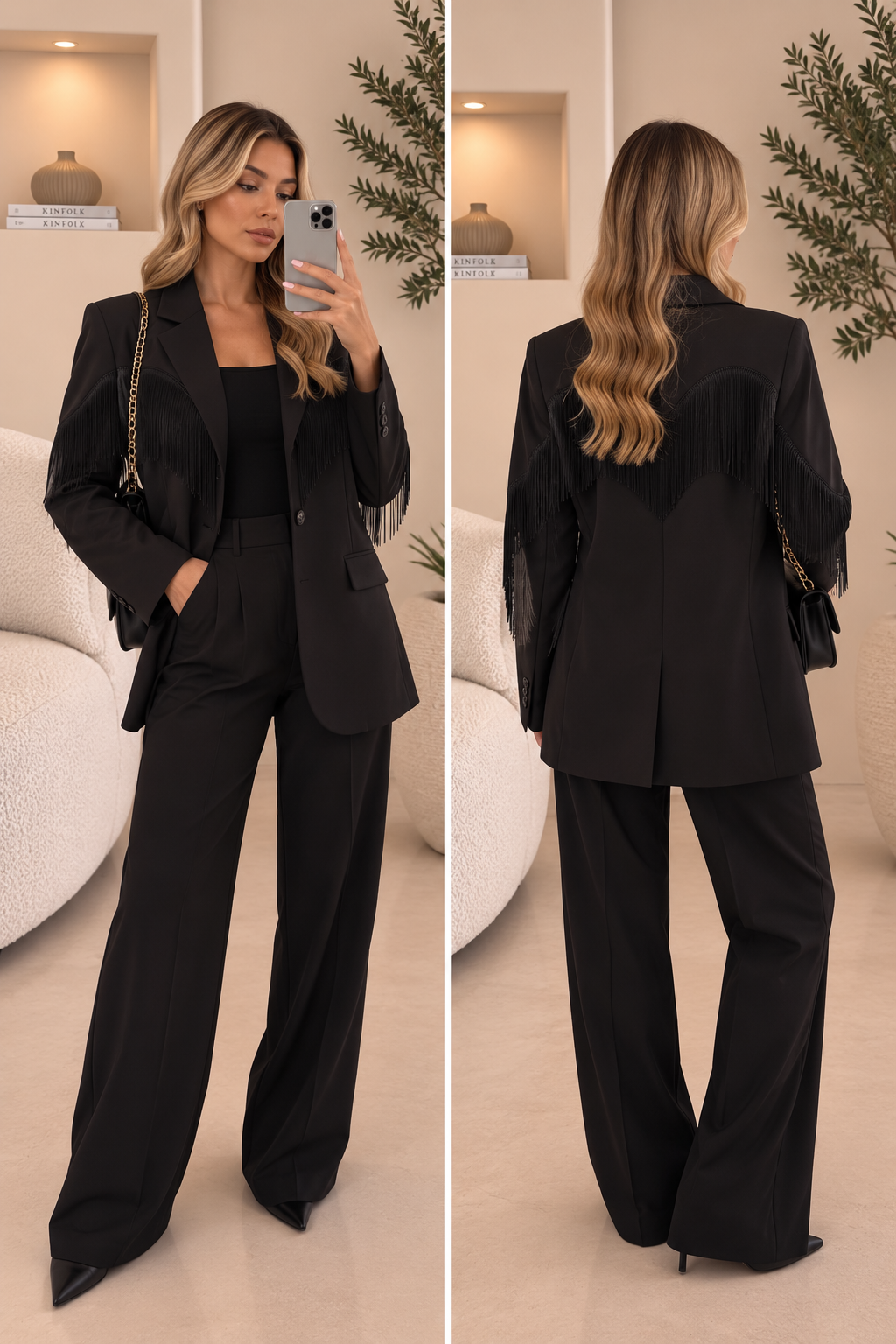 Ambika Blazer Franje - Zwart