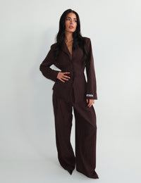 Rosie Pants - Cacao Pinestripe