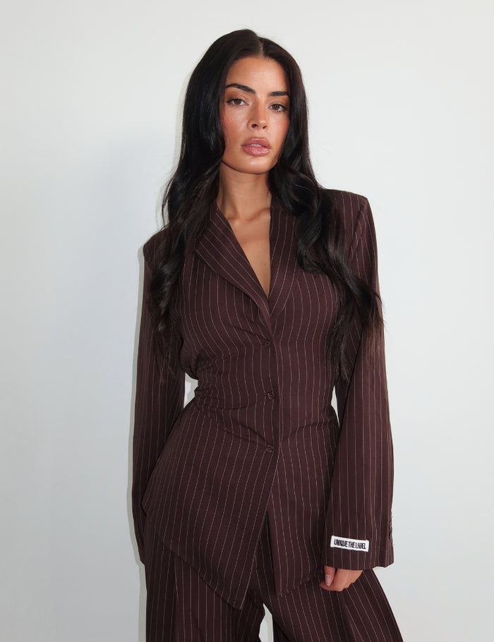 Rosie Blouse - Cacao Pinestripe