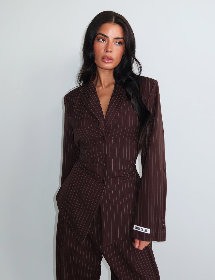 Rosie Blouse - Cacao Pinestripe